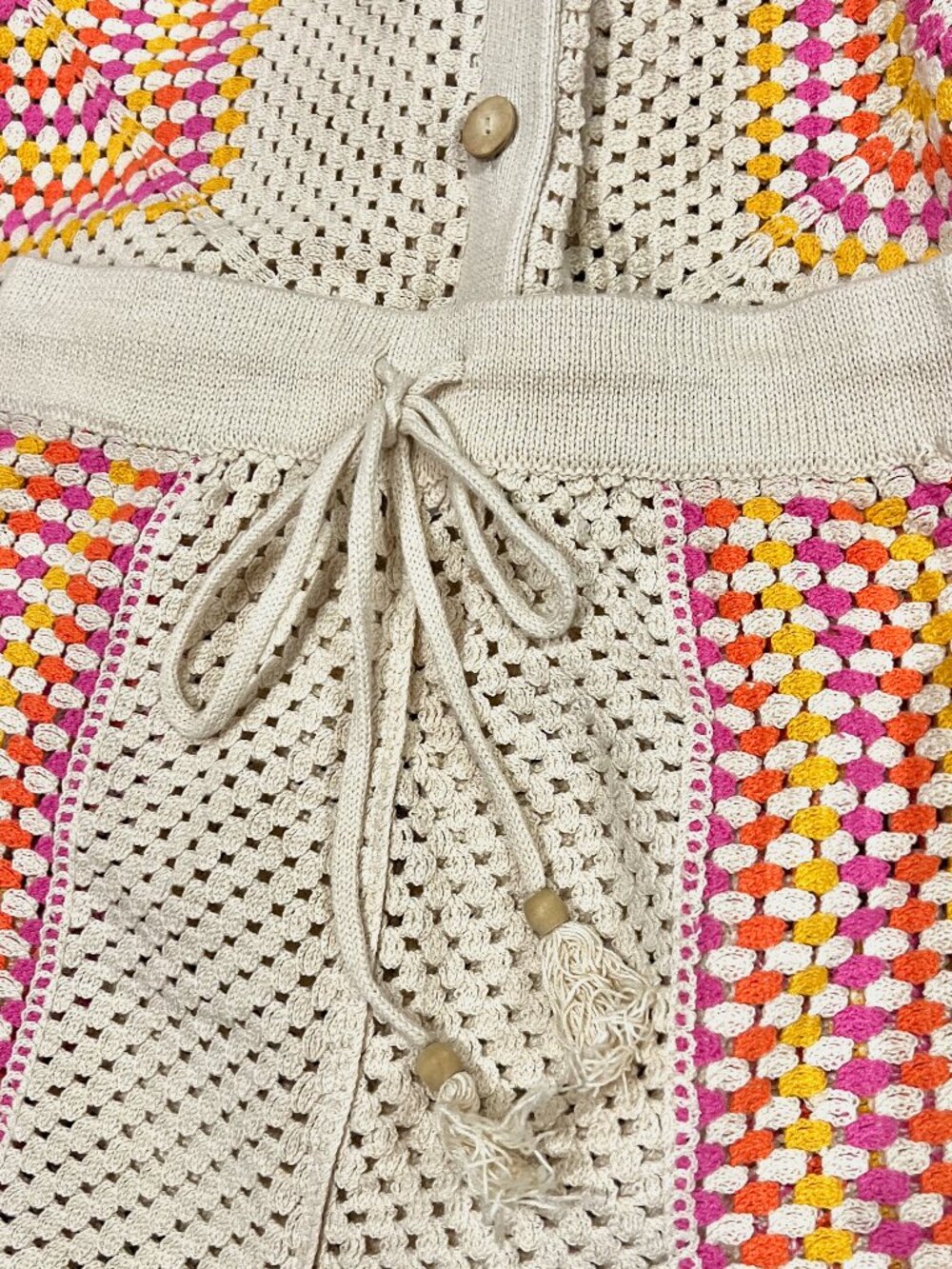 house of harlow 1960 crochet top shorts set cream multi S - Picture 6 of 11